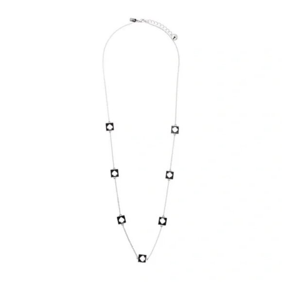 Kate Spade Hole Punch Silver Logo Long Necklace - Picture 3 of 7